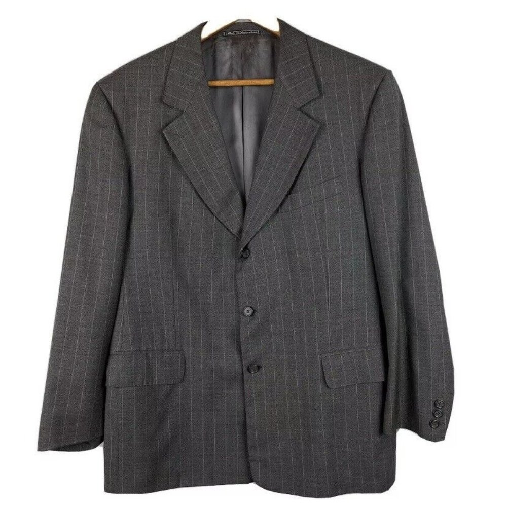 Dunhill Men's 40 R Super 100s Worsted Wool Sport Coat Blazer Jacket Gray Striped